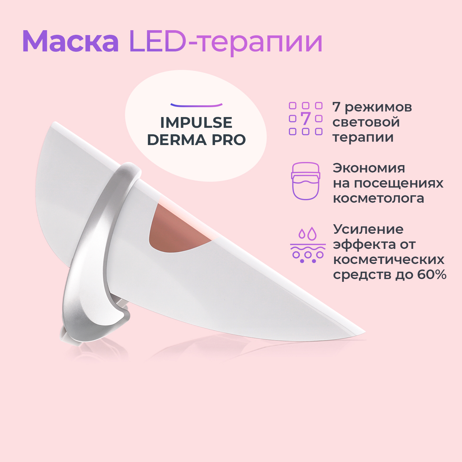 

Маска для LED-терапии IMPULSE DERMA PRO, Белый