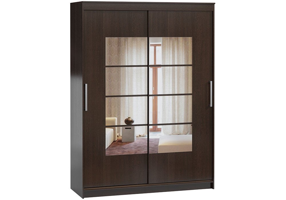 

Шкаф-купе Амадеус-5 Венге для одежды с зеркалом двухдверный 150x220x50 Мегамебель, Коричневый, Амадеус-5