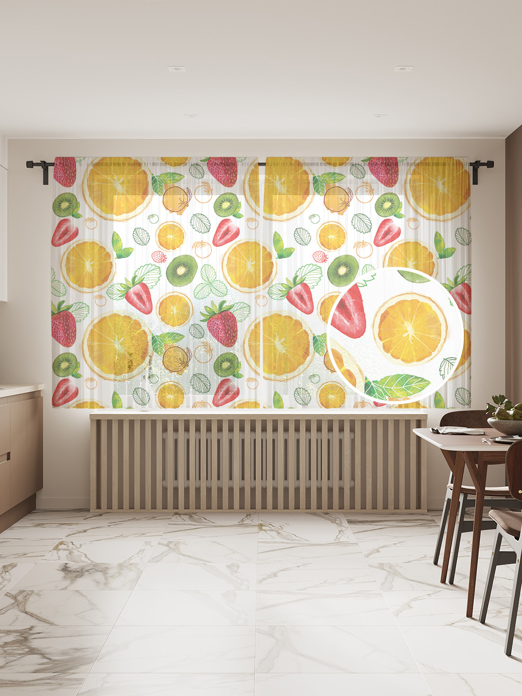 

Фототюль JoyArty "Ягодный коктейль", 145x180 см (2 полотна со шторной лентой + 50 крючков), Ягодный коктейль