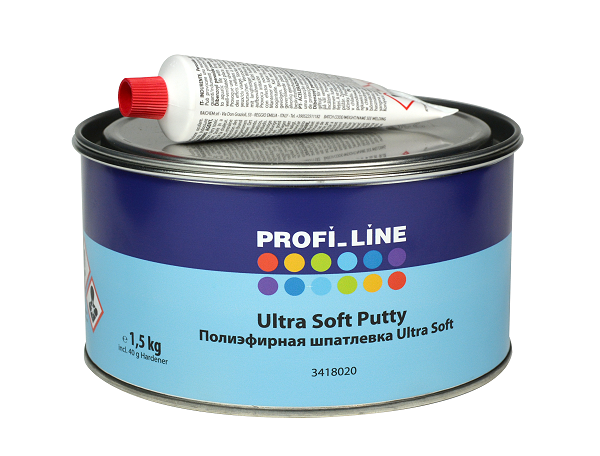 фото Шпатлевка полиэфирная profi line ultrasoft с отвердителем (1.5 кг)