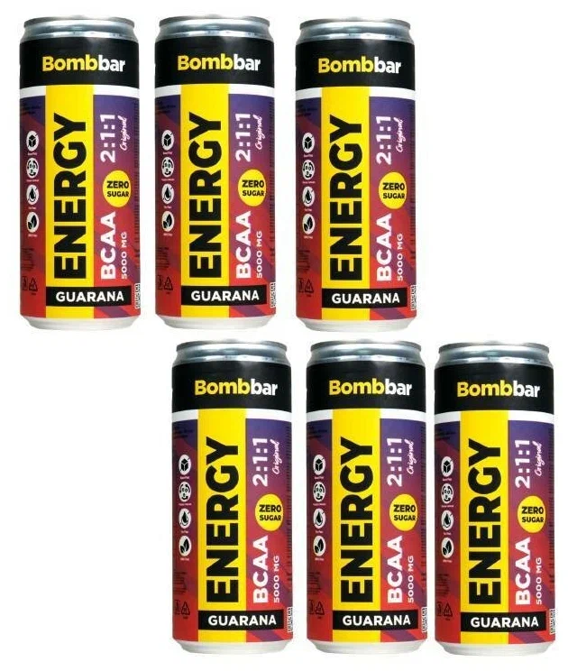 Bombbar, ENERGY Guarana + BCAA 2:1:1, 6х330мл (Originalc с Гуараной)