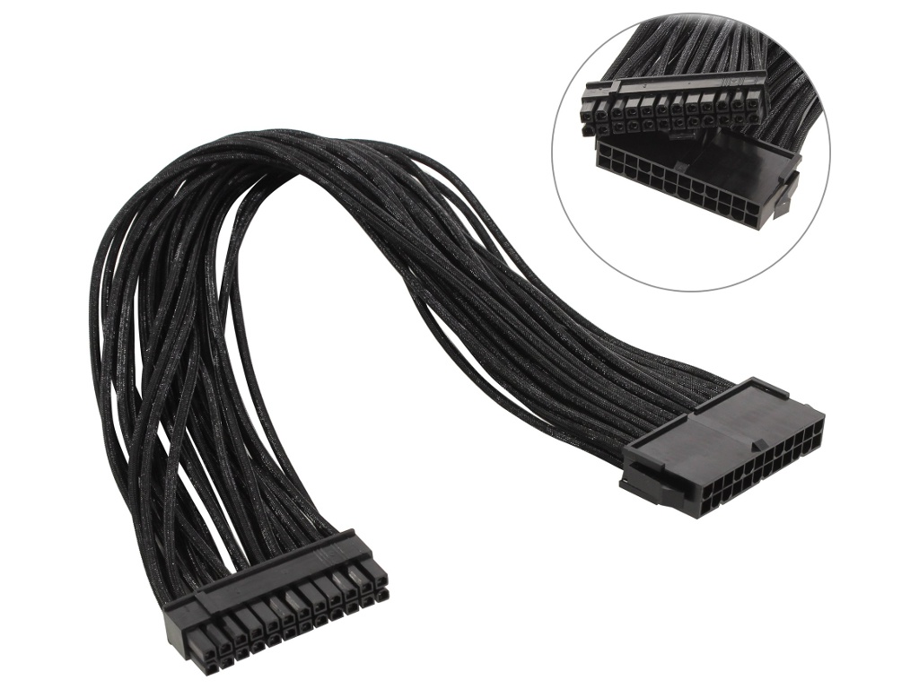 фото Аксессуар кабель akasa flexa p24 24pin atx psu extension cable 40cm ak-cbpw06-40bk