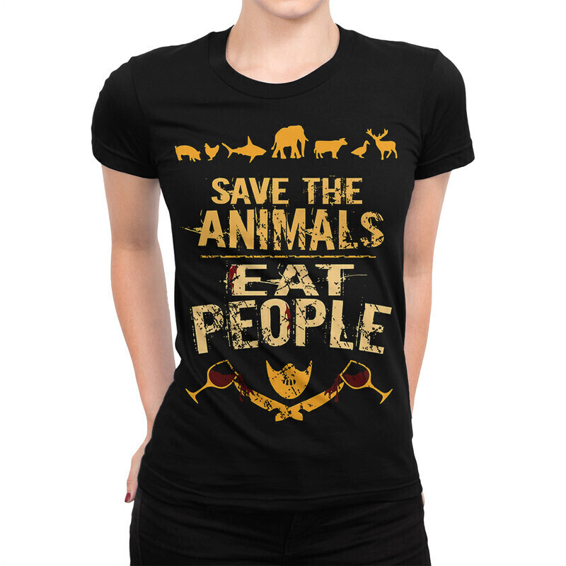 

Футболка женская Dream Shirts Ешь людей, спаси животных 10001551 черная XL, Ешь людей, спаси животных 10001551