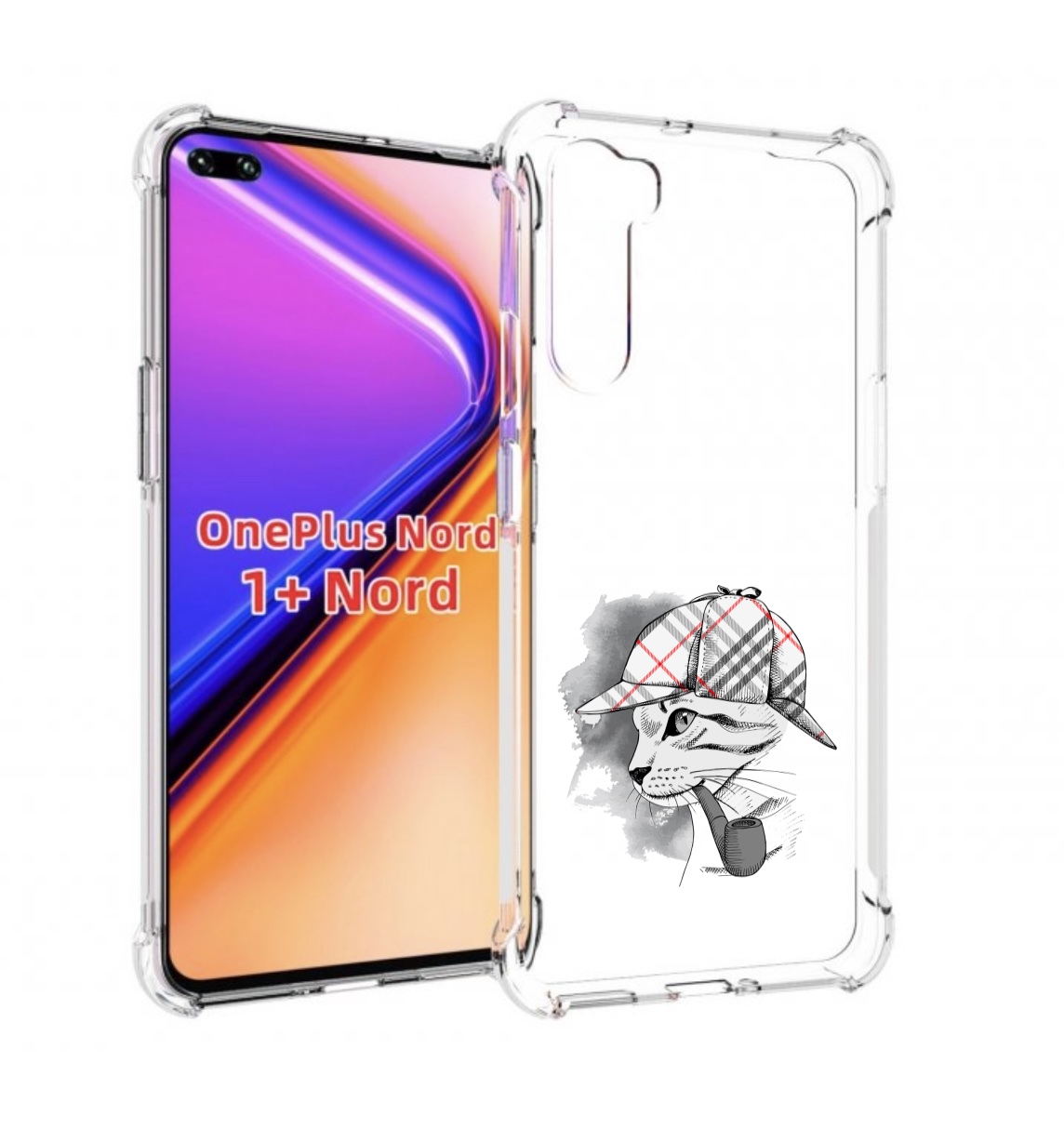 Чехол MyPads кошка с трубкой для OnePlus Nord / 1+ Nord (1ая версия)