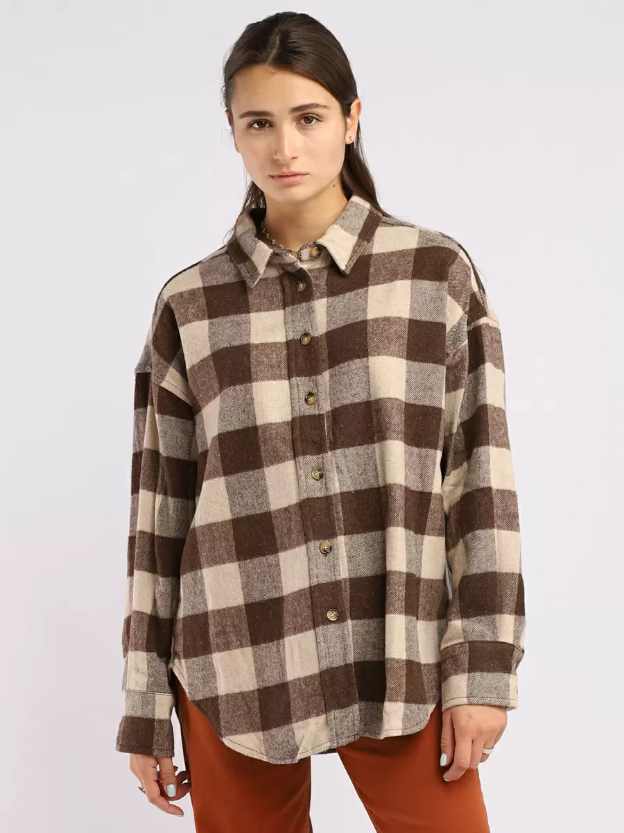 

Рубашка женская EUROFASHION SQ70939 коричневая M, SQ70939