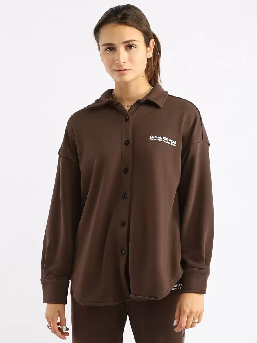 

Рубашка женская EUROFASHION SQ70944 коричневая L, SQ70944