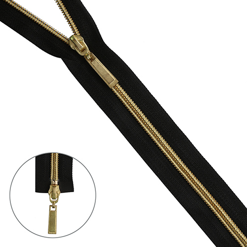 

Молния "витая", 2 замка, цвет: светлое золото, черный, Т7, 90 см, 10 штук (количество това