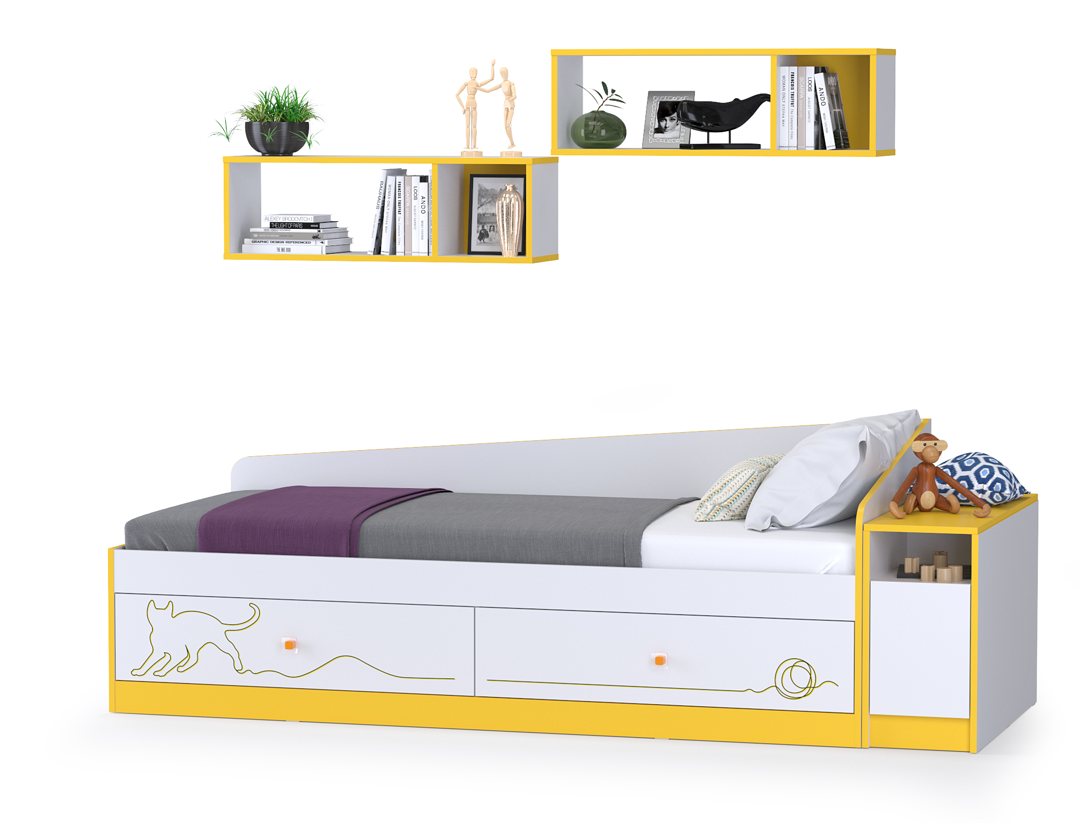 

Комплект детской Mobi Альфа № 10 солнечный свет/белый премиум, 222х84х200 см, КД № 10