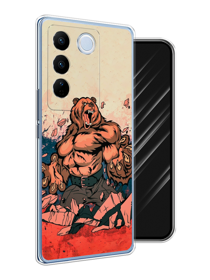 

Чехол Awog на Vivo V27/V27 Pro "Медведь с флагом РФ", Коричневый;синий;красный, 268450-2