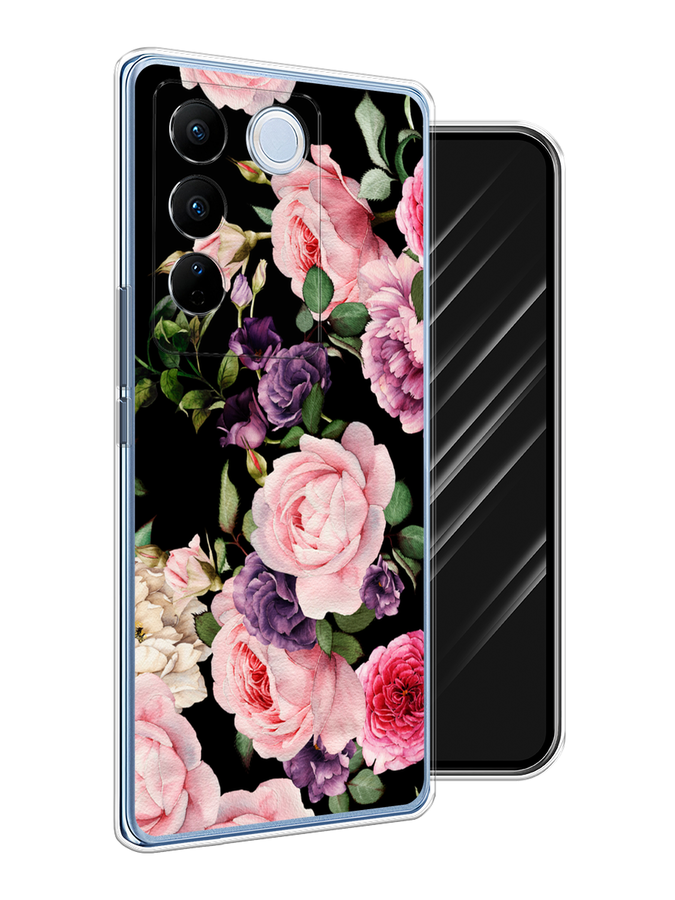 

Чехол Awog на Vivo V27/V27 Pro "Пионы на черном", Черный;розовый;зеленый, 268450-8