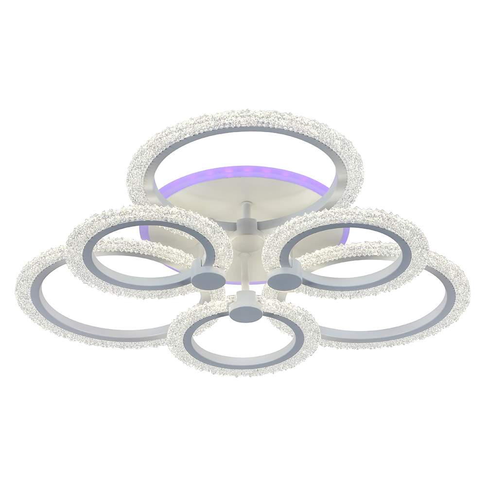 

Потолочная светодиодная люстра Profit Light 8003/3+3 WHT A 108W+8W RGB диммируемая с ПДУ