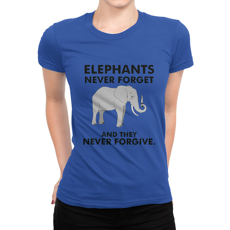 

Футболка женская Dream Shirts Слоны никогда не забывают и не прощают 10001841 синяя M, Слоны никогда не забывают и не прощают 10001841