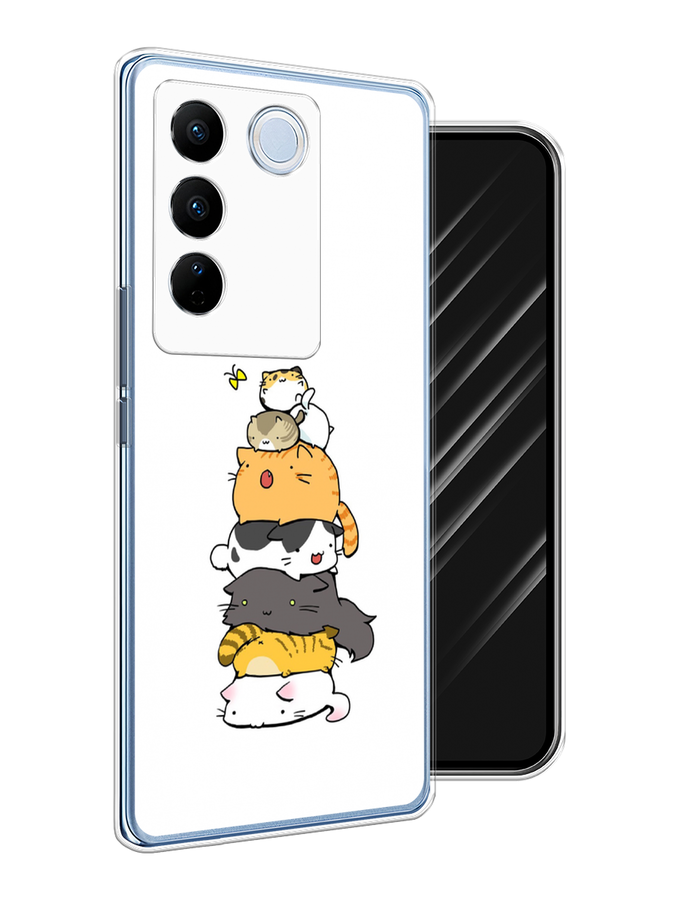 

Чехол Awog на Vivo V27/V27 Pro "Бутерброд из котиков", Коричневый;белый;серый, 268450-10