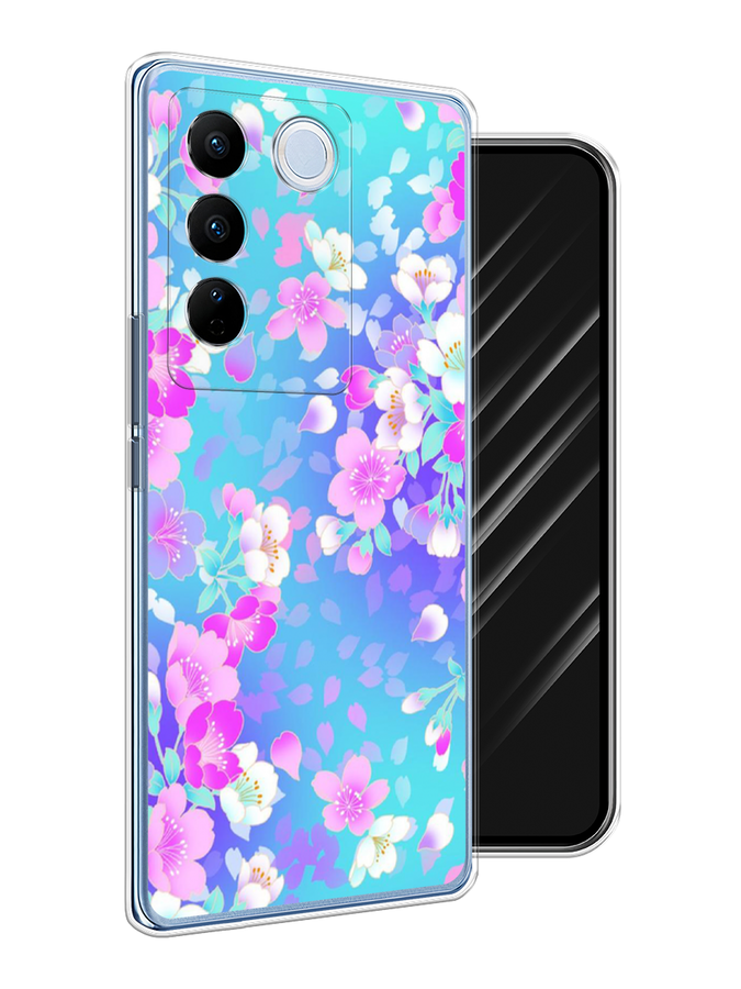 

Чехол Awog на Vivo V27/V27 Pro "Яблоневые цветы", Голубой;розовый;белый, 268450-8