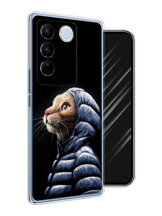

Чехол Awog на Vivo V27/V27 Pro "Кот в капюшоне", Черный;бежевый;синий, 268450-2