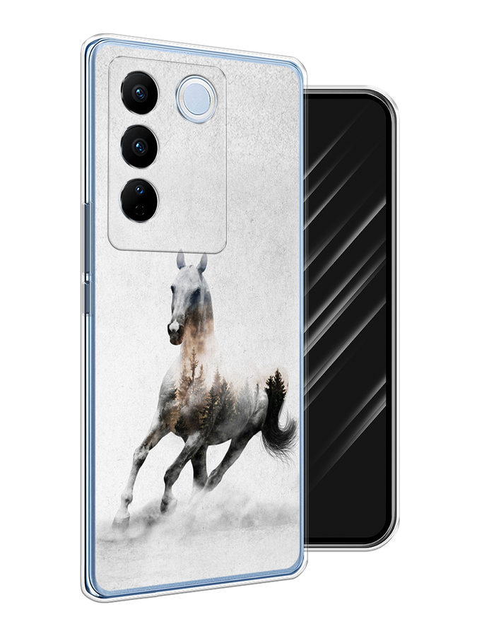 

Чехол Awog на Vivo V27/V27 Pro "Лошадь лес", Серый;черный, 268450-2