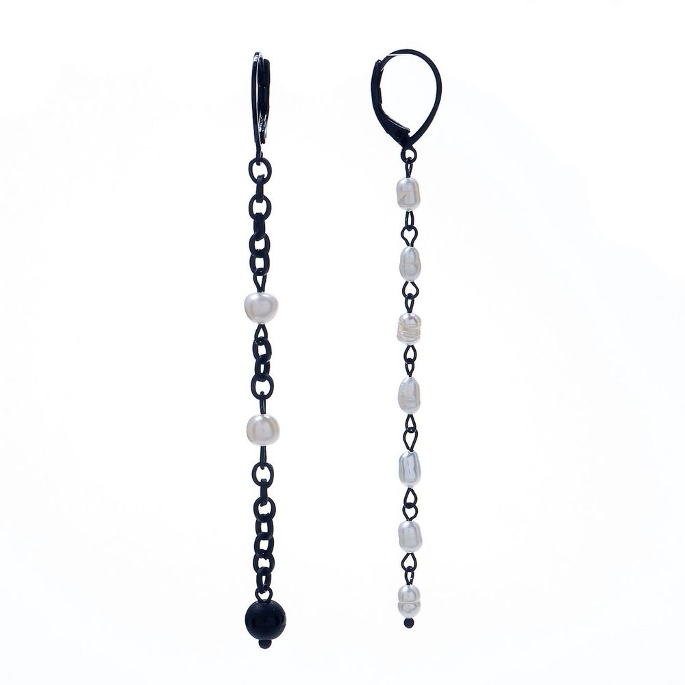 

Серьги из бижутерного сплава с жемчугом/ониксом Lanzerotti LZ-21.05-190, LZ-21.05-190
