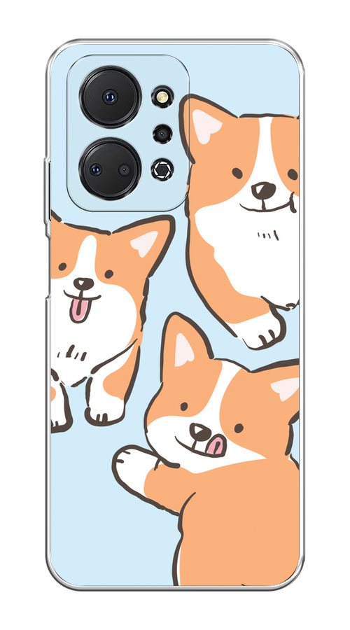 

Чехол на Honor X7A Plus "Милые корги", Бежевый;голубой;коричневый, 6121850-1