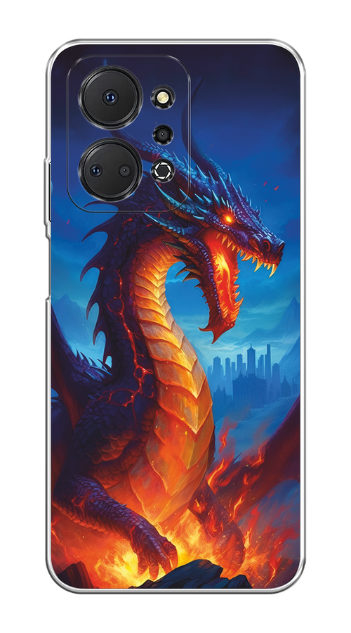 

Чехол на Honor X7A Plus "Дракон над лавой", Оранжевый;коричневый;синий, 6121850-1