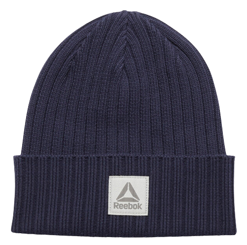 фото Шапка-бини мужская reebok act fnd logo beanie синяя, р. 54-58