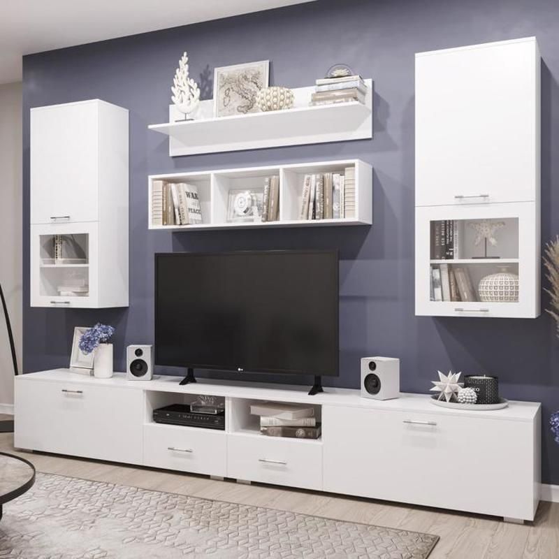 

Стенка в гостиную Жак 280x45x220 белый глянец