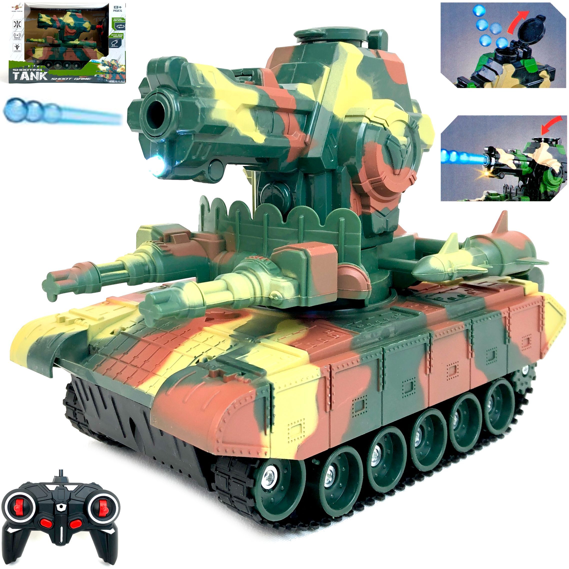 фото Радиоуправляемый гусеничный танк с пушкой playsmart shooting tank, гидрогелевые пульки