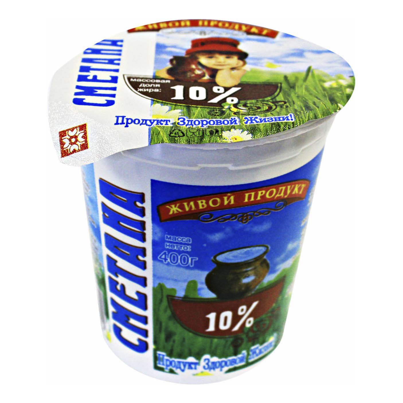 

Сметана Живой продукт 10% бзмж 400 г