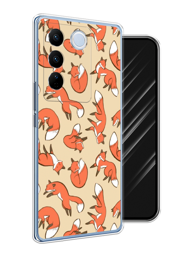 

Чехол Awog на Vivo V27/V27 Pro "Лисички фон", Бежевый;оранжевый;белый, 268450-3
