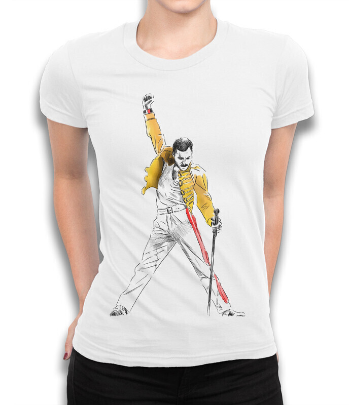 

Футболка женская Dream Shirts Queen - Фредди Меркьюри 10002441 белая XL, "Queen - Фредди Меркьюри" 10002441