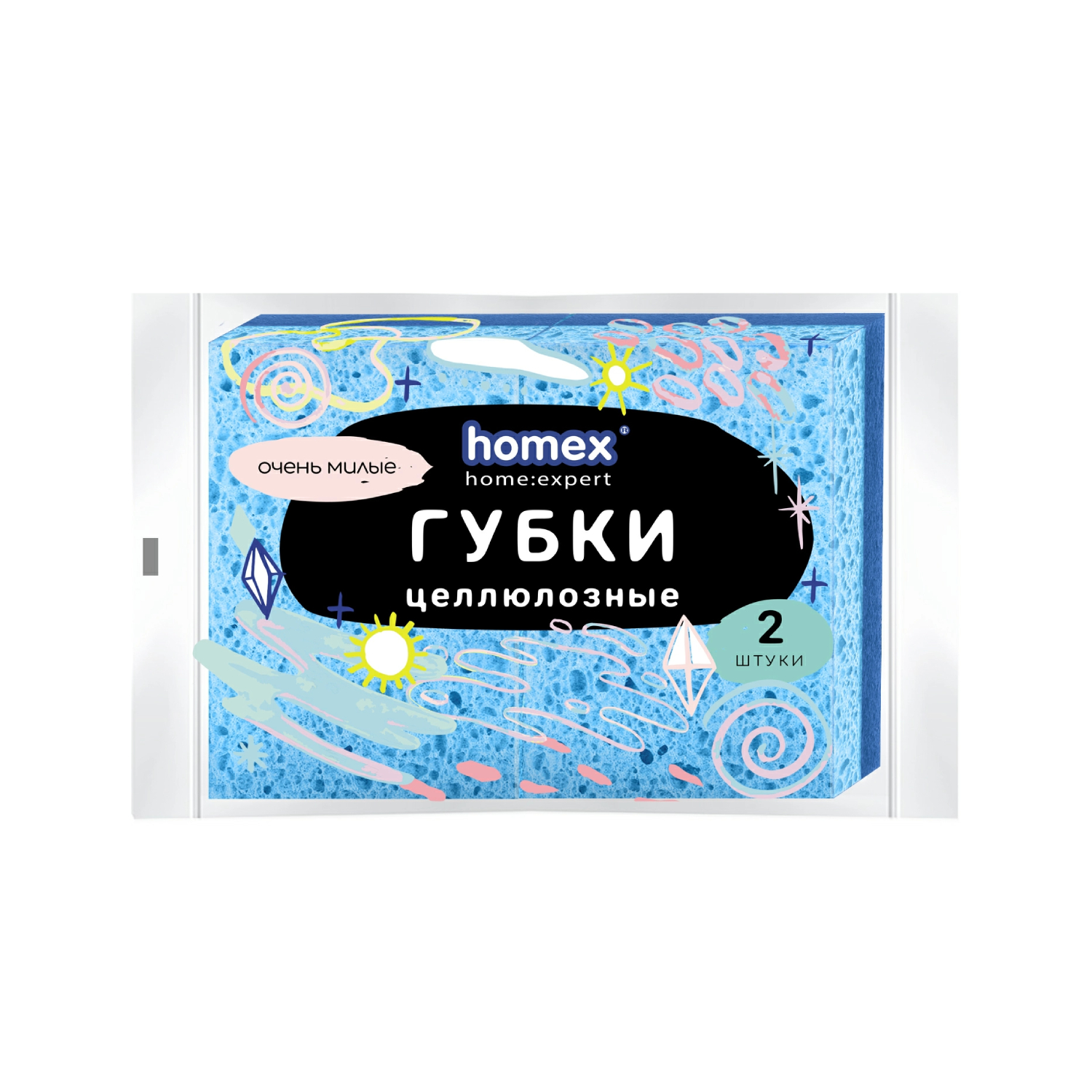 Губки для посуды Homex homeexpert Очень милые из целлюлозы 2 шт 354₽