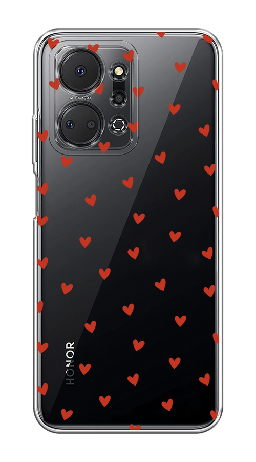 

Чехол на Honor X7A Plus "Red hearts", Красный;прозрачный, 6121850-1