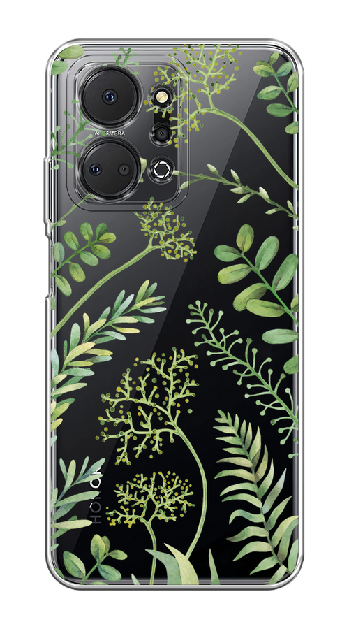 

Чехол на Honor X7A Plus "Green Leaves", Зеленый;прозрачный, 6121850-1