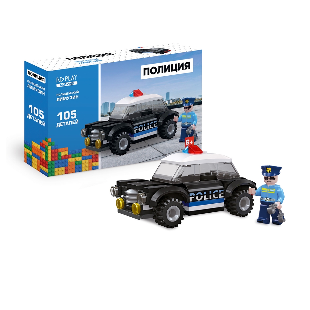 Конструктор пластиковый ND Play Полицейский лимузин, 105 деталей конструктор пластиковый banbao полицейский мотоцикл
