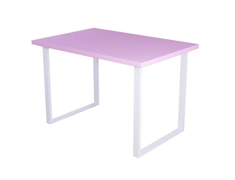 Стол кухонный Solarius Loft металл-дерево 110х60х75, розовый с белыми ножками