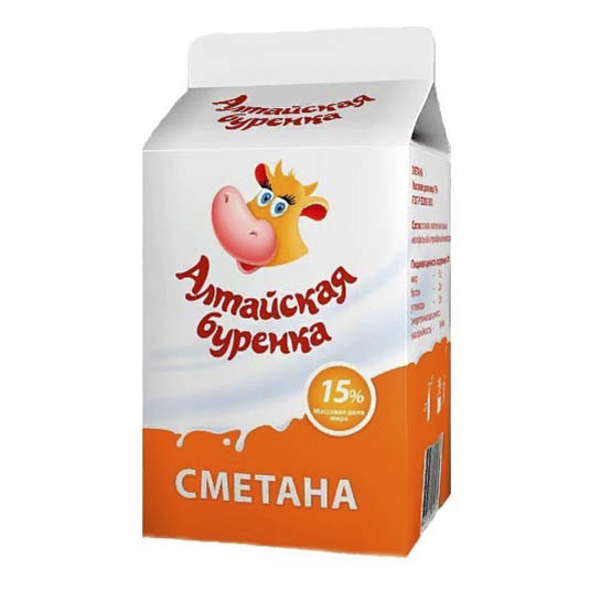 фото Сметана алтайская буренка 15% бзмж 450 г