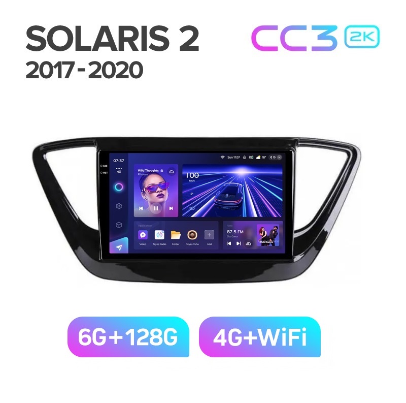 Магнитола TEYES HYUNDAI SOLARIS 2 2017-2018 гчерная рамка CC3 2K 6128ГБ 4089000₽