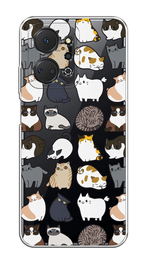 

Чехол на Honor X7A Plus "Милые котики", Прозрачный;белый;серый, 6121850-1
