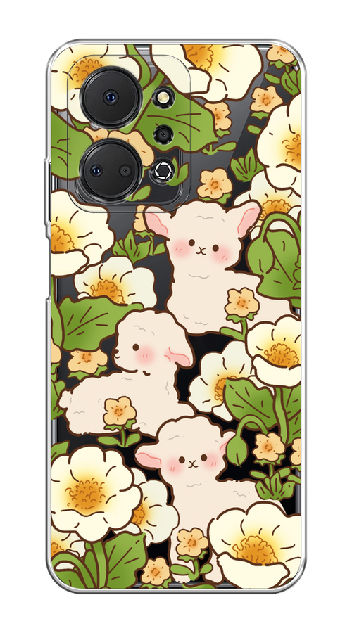 

Чехол на Honor X7A Plus "Овечки в цветах", Зеленый;бежевый, 6121850-1
