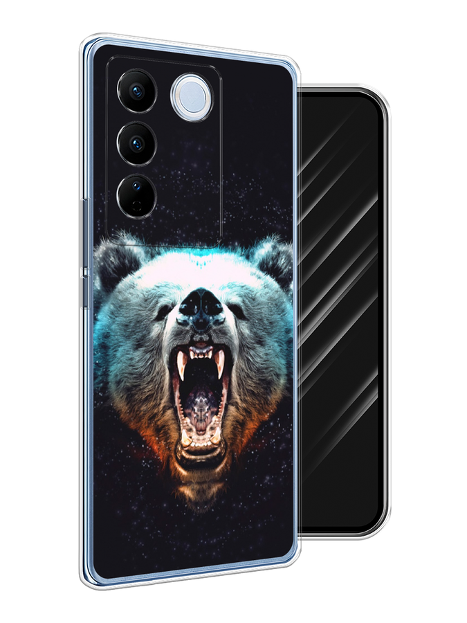 

Чехол Awog на Vivo V27/V27 Pro "Медведь", Коричневый;бирюзовый;черный, 268450-2