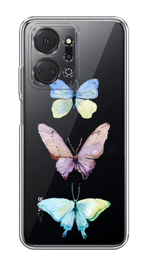 

Чехол на Honor X7A Plus "Акварельные бабочки", Бирюзовый;розовый, 6121850-1