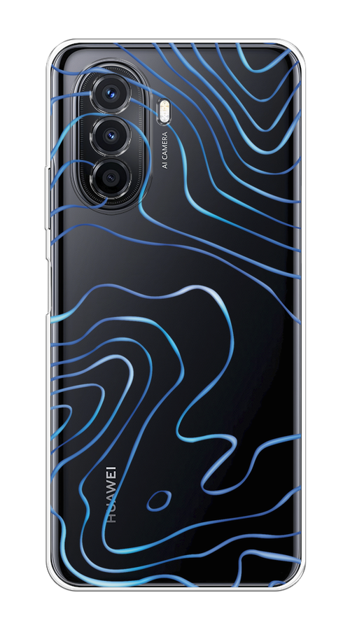 

Чехол на Huawei Nova Y70/Y71 "Blue lines", Прозрачный;синий, 6122950-1