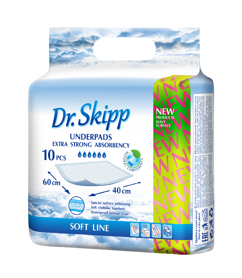 Гигиенические пеленки для детей Dr.Skipp 60x40 10шт., 8028