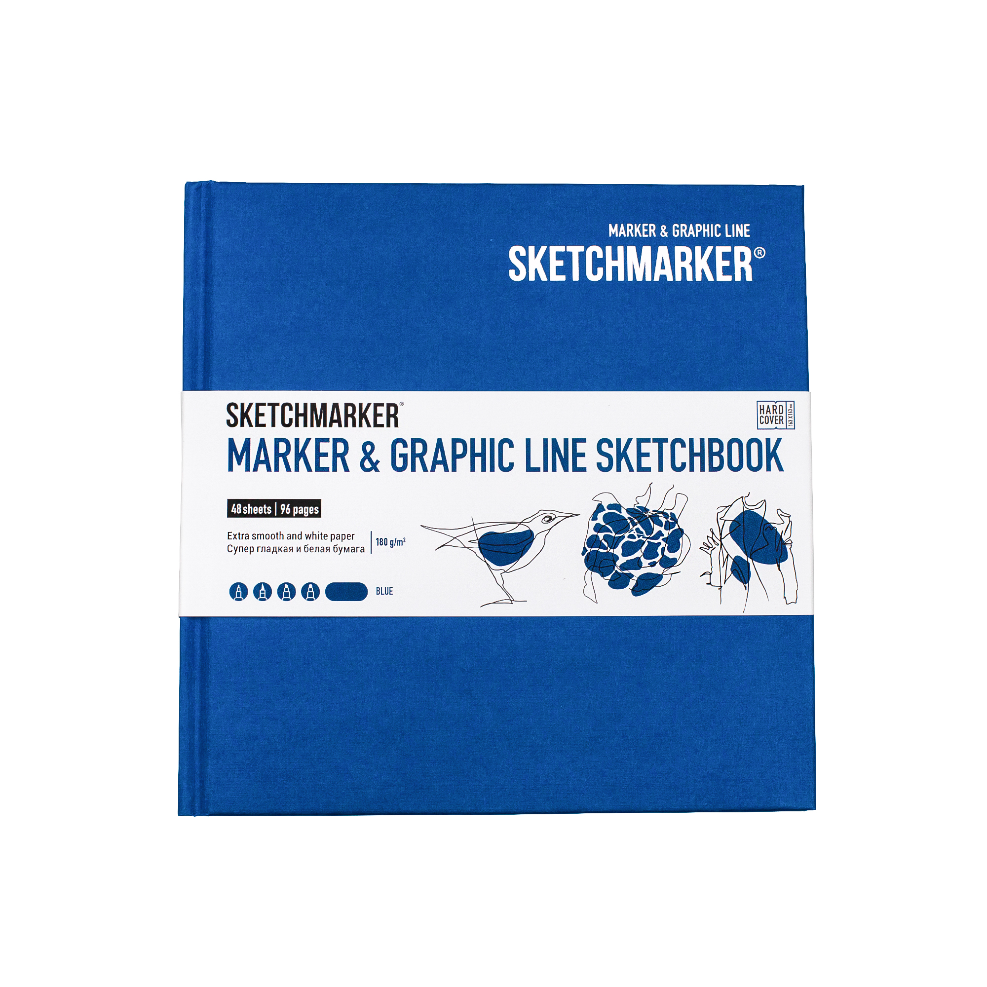 

Скетчбук SKETCHMARKER MARKER & GRAPHIC LINE 180г/м.кв 163х163мм 48л тверд обложка синий