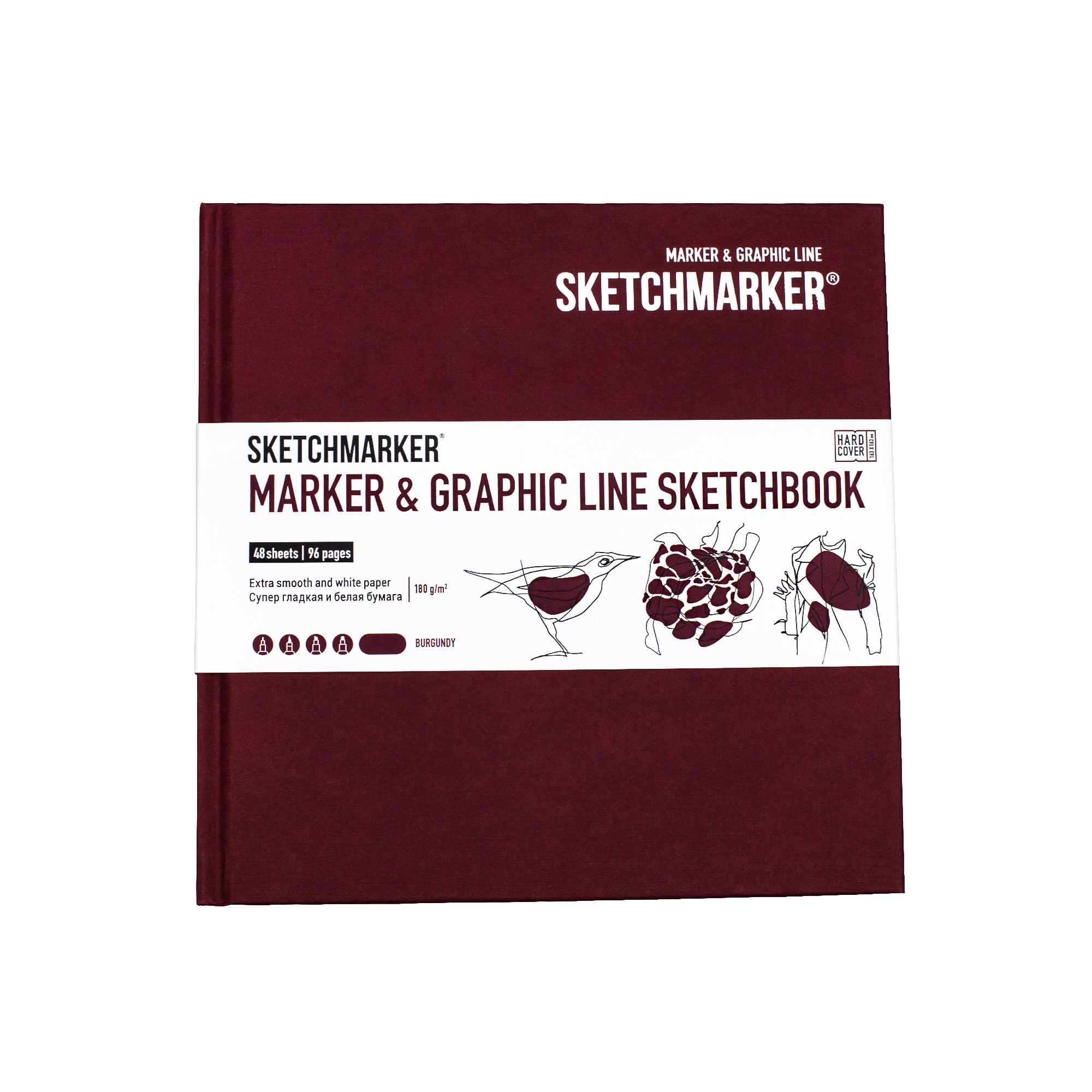 

Скетчбук SKETCHMARKER MARKER & GRAPHIC LINE 180г/м.кв 163х163мм 48л твердая обложка