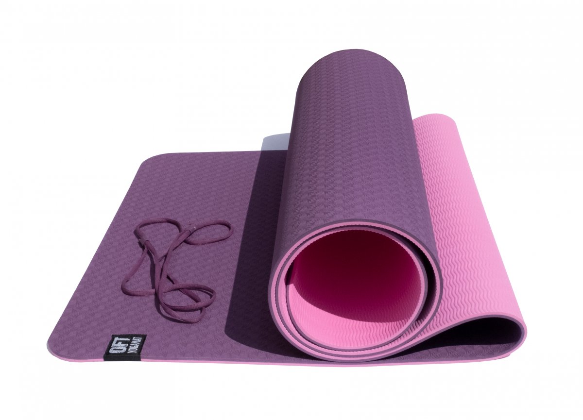 Коврик для йоги Original Fit.Tools FT-YGM6-2TPE bordeaux/pink 183 см, 6 мм