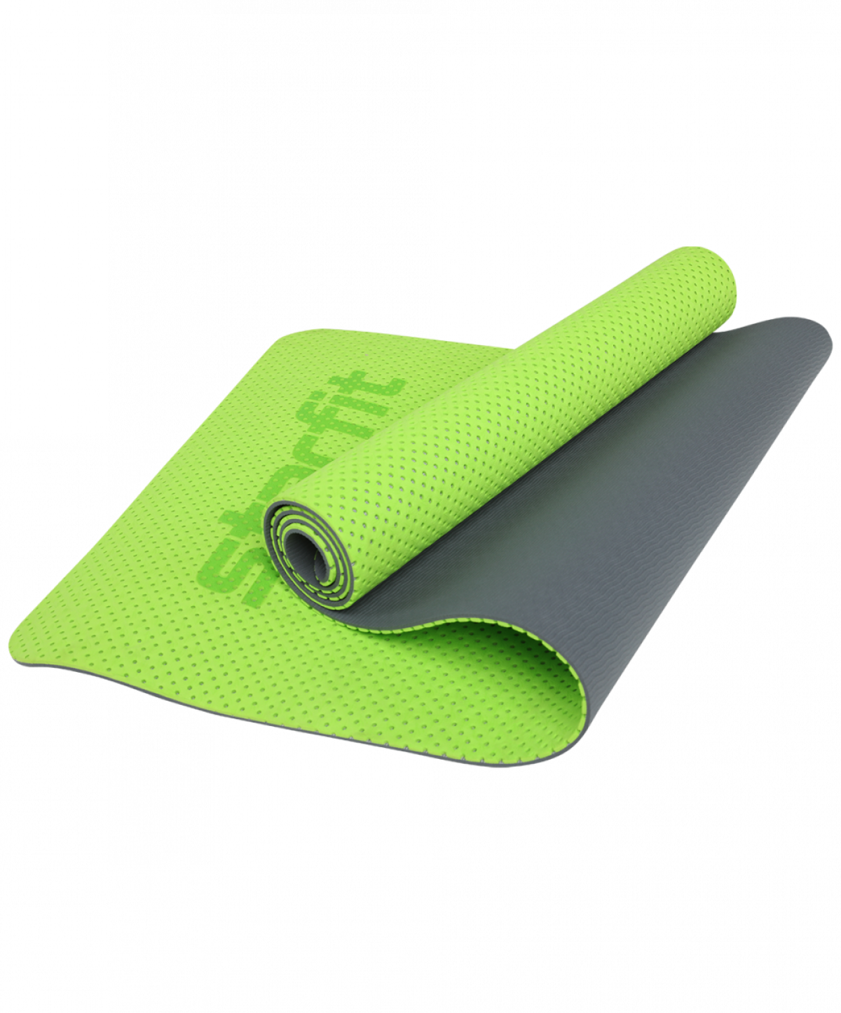 фото Коврик для йоги starfit fm-202 tpe перфорированный 173x61x0,7 см(ярко-зеленый)