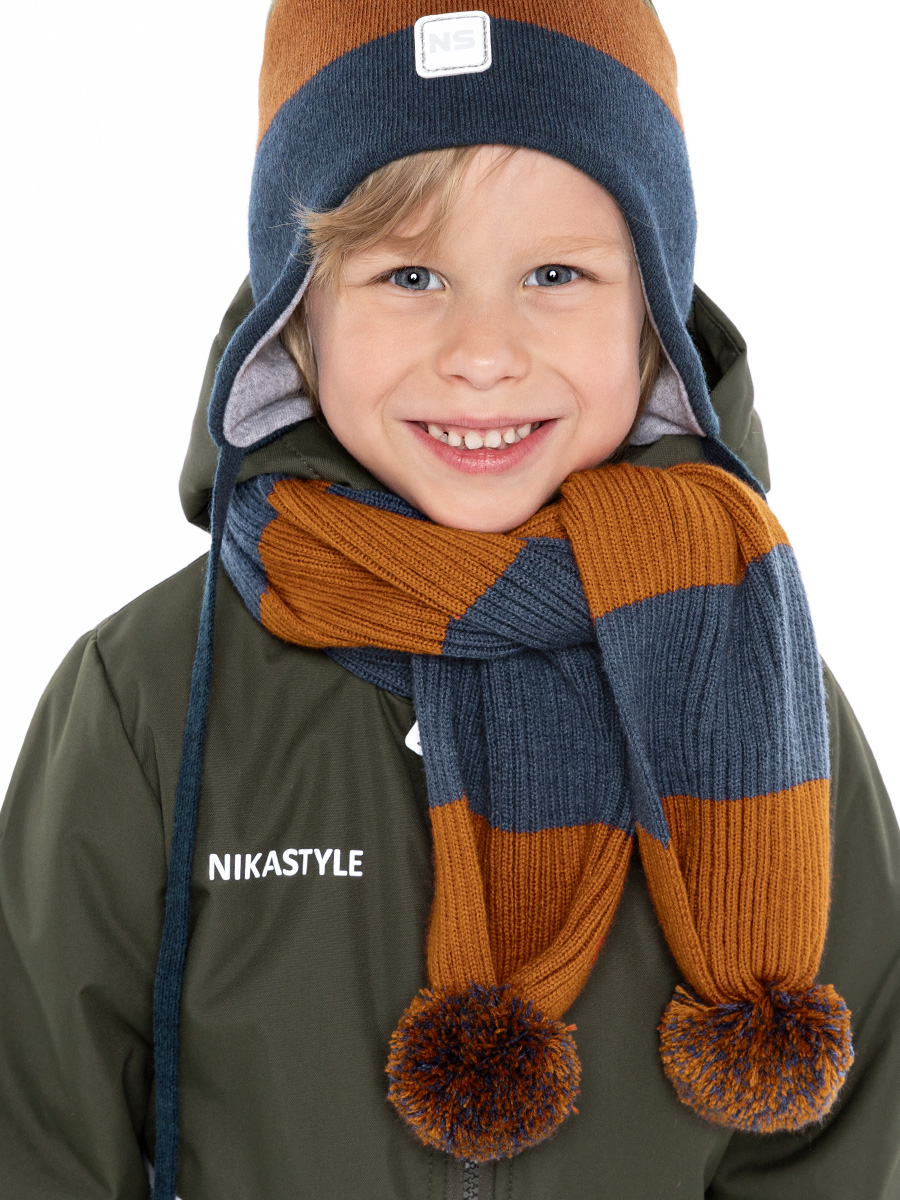 

Шарф детский NIKASTYLE 17м10924, джинс/кэмел, onesize, Синий, 17м10924