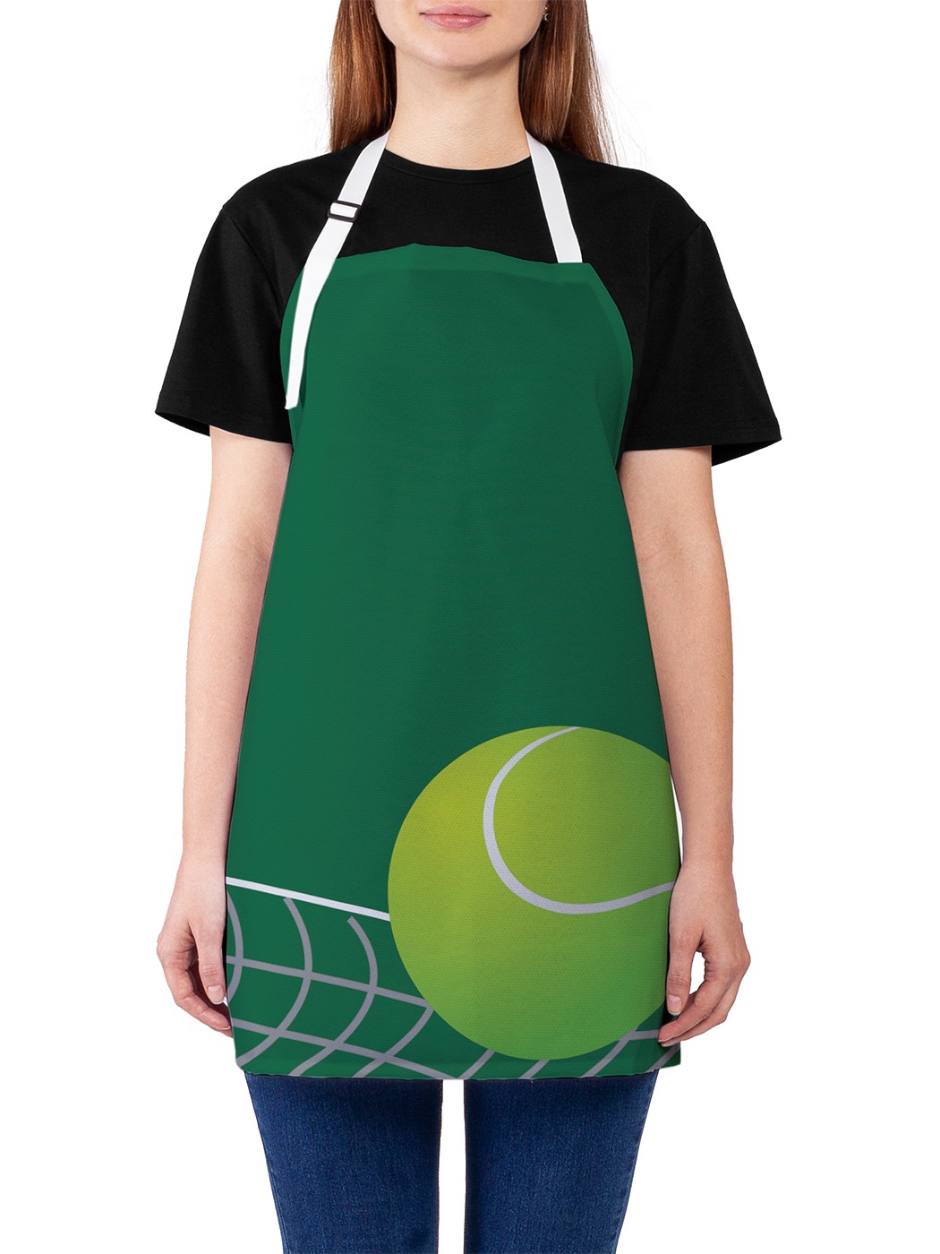 фото Фартук женский joyarty для готовки "теннисный мяч", универсальный размер