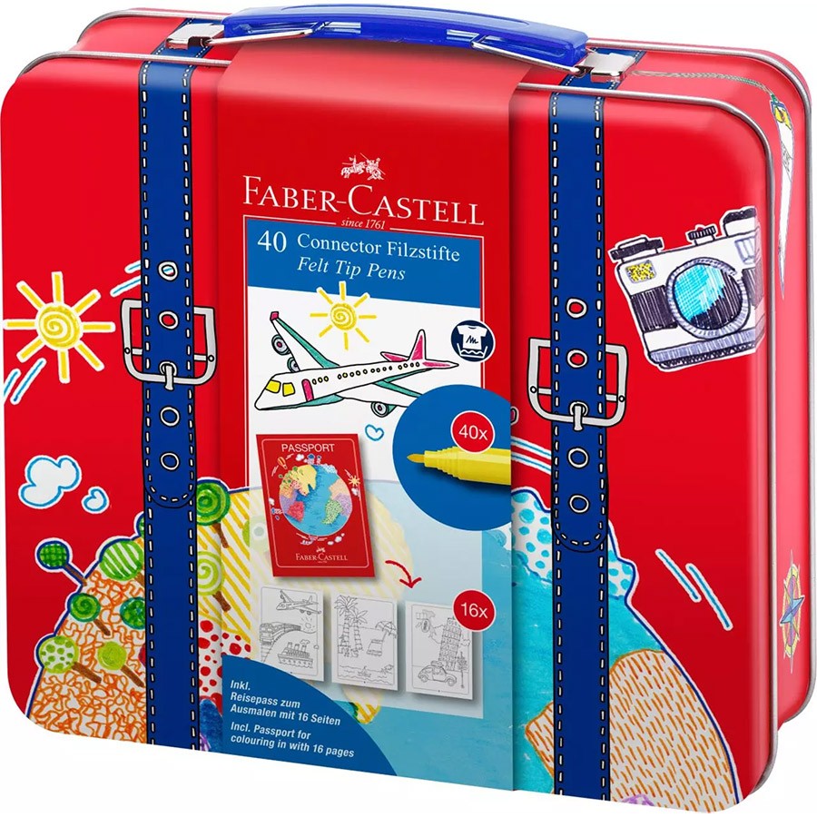 Набор для рисования Faber-Castell  Connector, с 40 фломастерами, 6 клипсами и паспортом