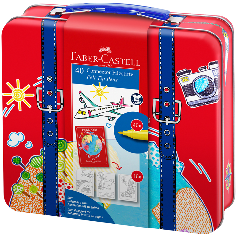 Набор для рисования Faber-Castell  Connector, с 40 фломастерами, 6 клипсами и паспортом